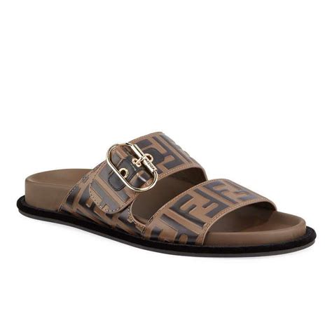 fendi t strap sandals|fendi leather flat slides.